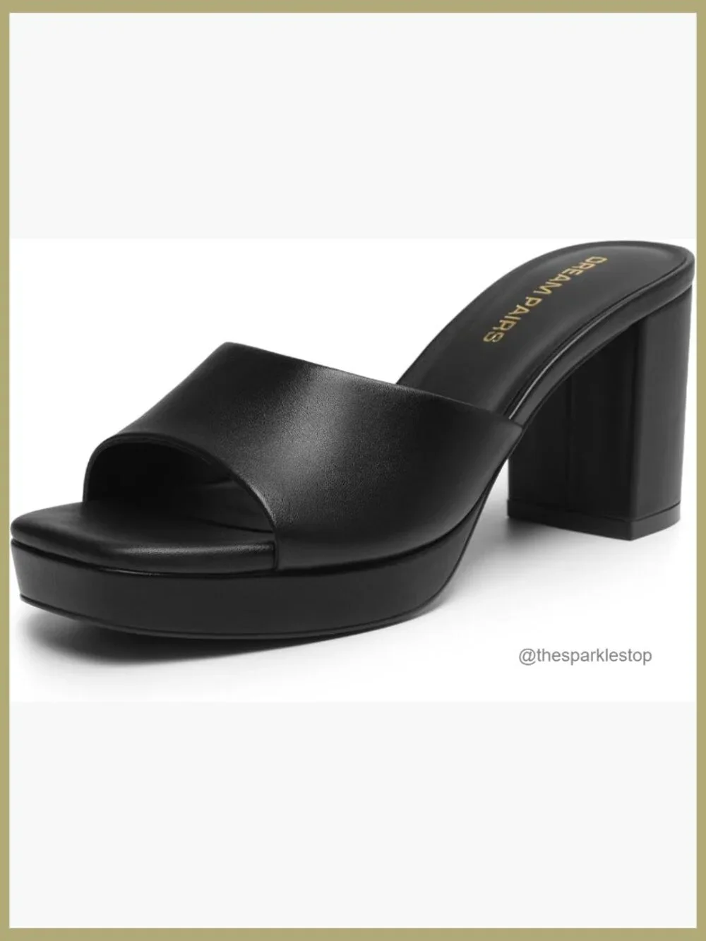 Platform Block Heel Mule Sandals, Square Toe Ankle Strap Slip On Comfortable